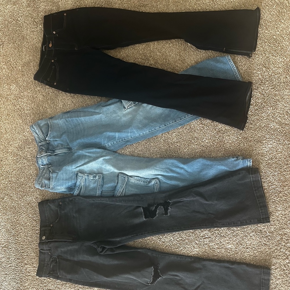 Express Women's Straight Leg Jeans - Black and Light Blue